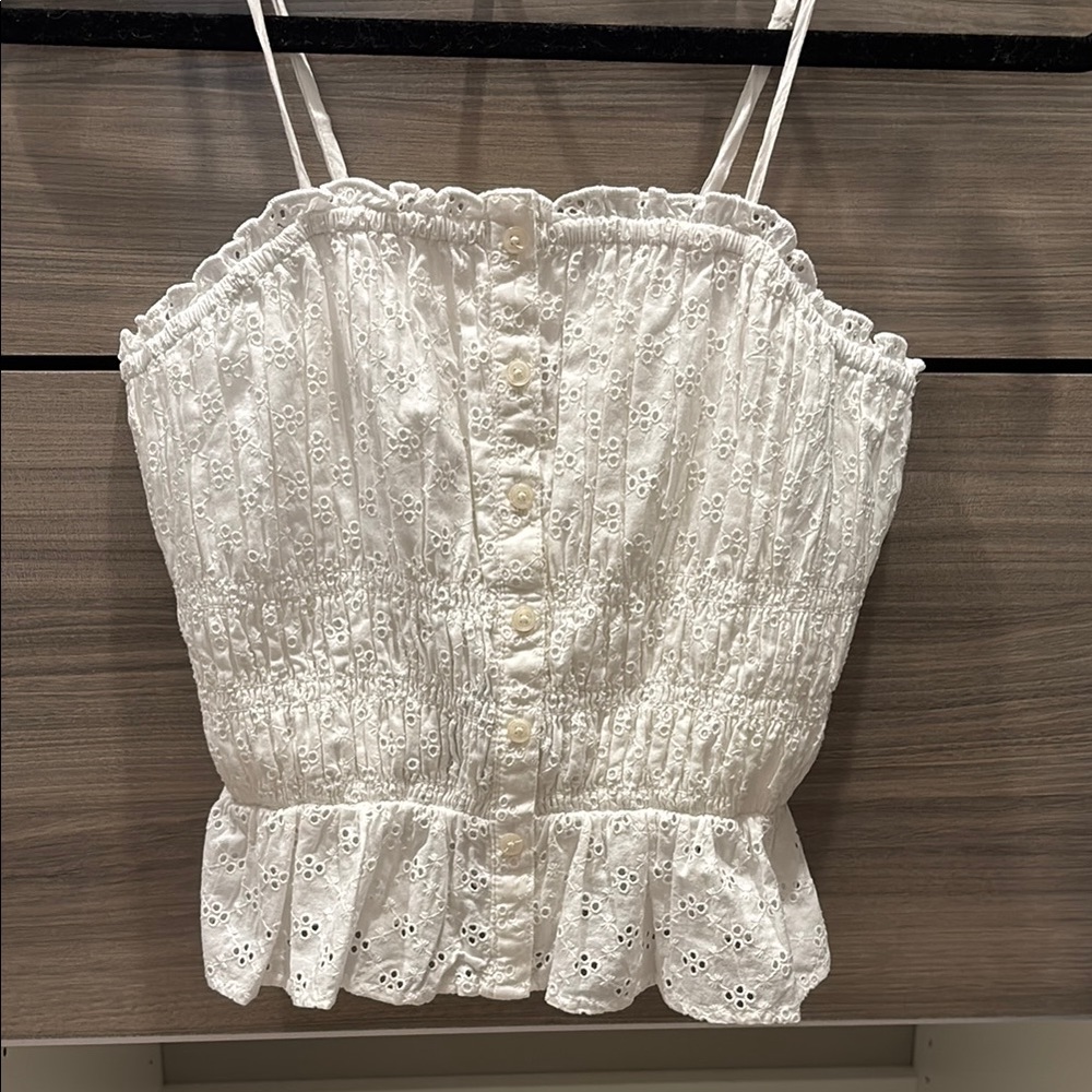 LOFT White Camisole Bustier Peplum Top